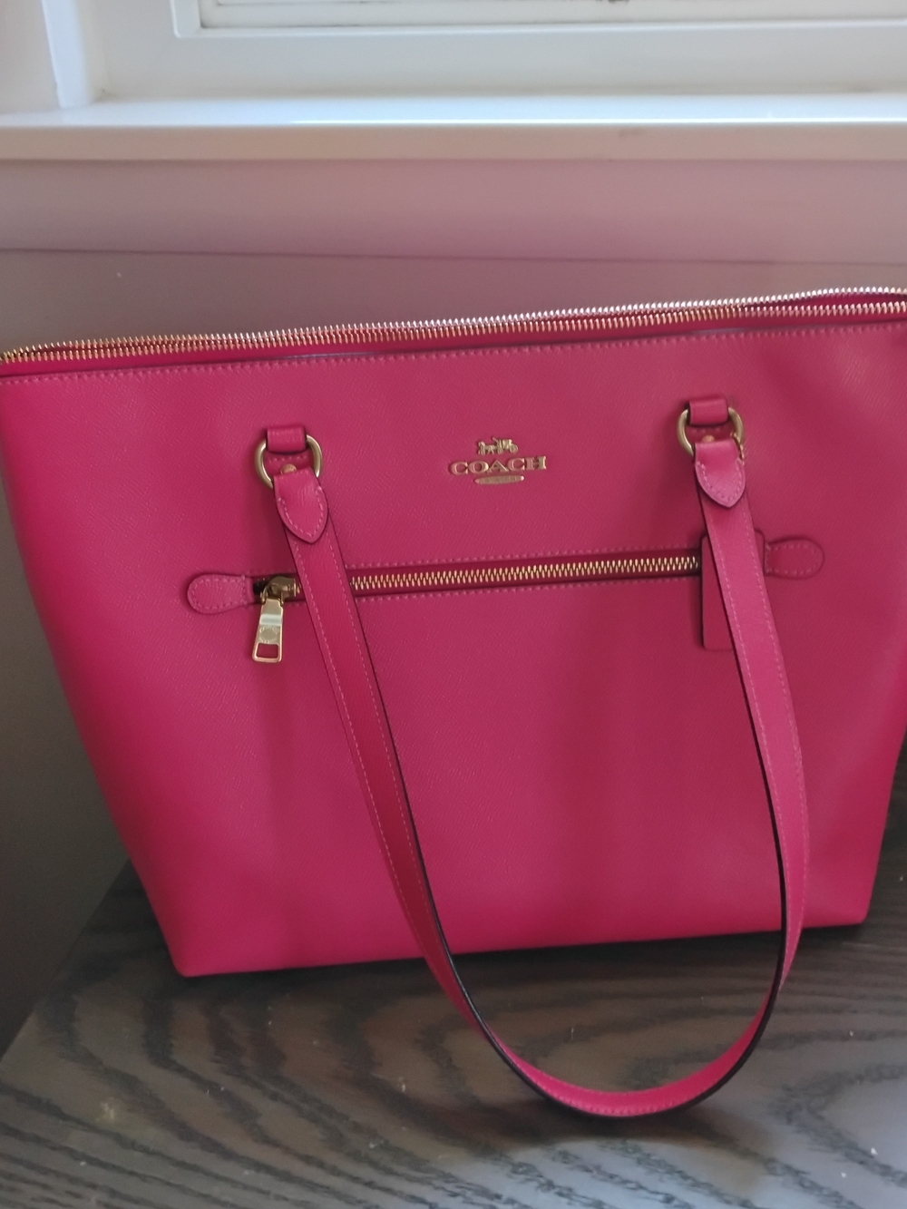 Coach Pink Leather Tote with Gold Hardware